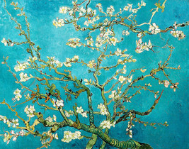 almond blossom flowers van gogh ceramic tile mural medallion backsplash 12&quot;x18&quot; - £55.49 GBP