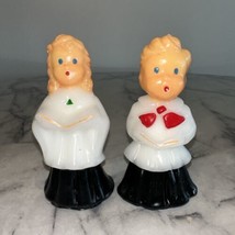 Vintage Twos Company Choir Boy Girl Wax Figurine Candle Set 5&quot; Christmas Holiday - $24.90