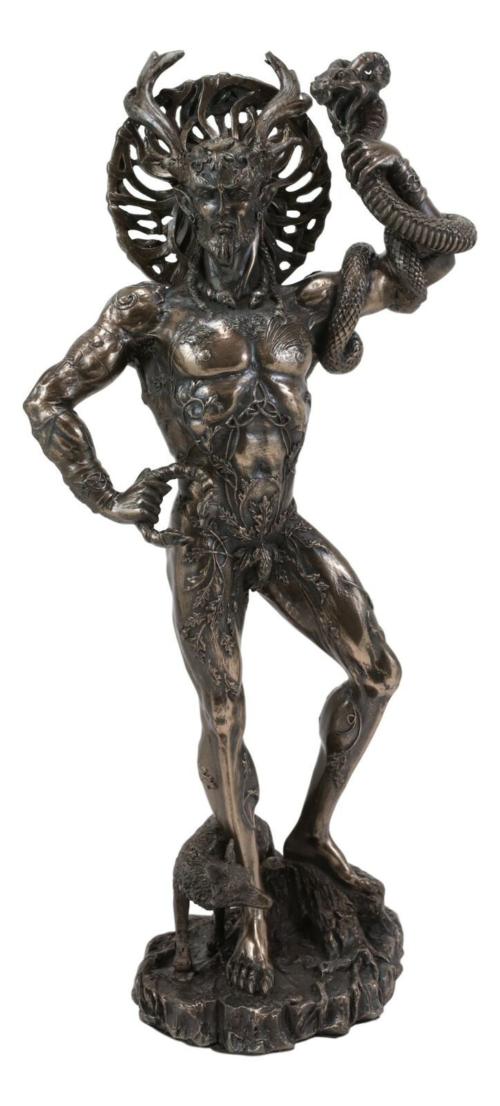 Celtic Horned God Cernunnos Herne The Hunter Holding Serpent And Torc Statue