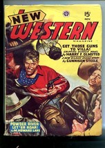 NEW WESTERN-NOV 1946-VIOLENT PULP FICTION-SALOON GUN BATTLE COVER-VILLA-fn - £39.05 GBP