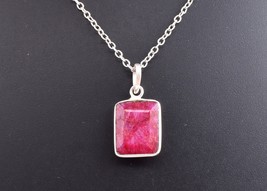Handcrafted 925 Sterling Silver Natural Ruby Gemstone Women Pendant Necklace - £40.54 GBP+