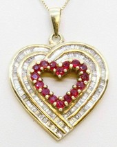 2Ct Rubin Künstlicher Diamant Herz Wirbel Anhänger Halskette 14K Gelb Vergoldet - £69.67 GBP