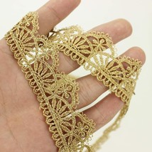 Gold Trim Gold Lace Trim Embroidery Metallic Venice Lace Ribbon Edging Trimming  - £26.63 GBP