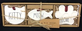 Rae Dunn KITTY MEOW LOVE Christmas Ornament Set Of 3 New w/box tag Large Letter - £21.08 GBP