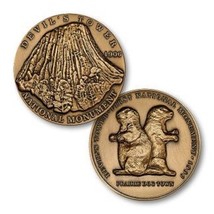 DEVIL&#39;S TOWER NATIONAL MONUMENT BRONZE  CHALLENGE COIN - £31.96 GBP