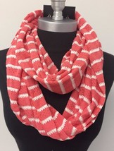 NEW Women Fashion 2-Circle Knit Cowl Long Infinity Scarf Wrap Peach/White - £6.12 GBP