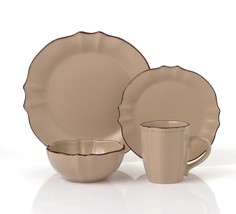 Lorren Home Trends 16 Piece Scalloped Edge Cocoa Dinnerware - $124.69