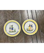 Vtg Henriot Quimper 6” French Bread Plate Breton Man Woman France Set Of 2 - $907.85 MXN