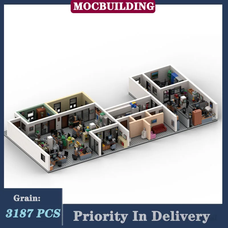 MOC City Office Lounge Model Building Block Assembly Building Street View - £195.54 GBP+
