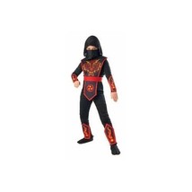 NEW Fire Ninja Halloween Costume Boys Small 4-6 Jumpsuit Vest Mask Red B... - £15.49 GBP