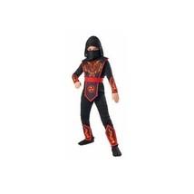 NEW Fire Ninja Halloween Costume Boys Small 4-6 Jumpsuit Vest Mask Red B... - £15.60 GBP