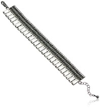 Stella &amp; Ruby 7&quot; - 8.75&quot; Silver Tone Crystal Baguette Bracelet - £23.18 GBP