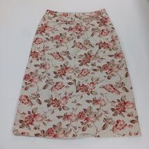 Eddie Bauer Women's Beige Floral Cotton A-Line Skirt Size 14 image 2