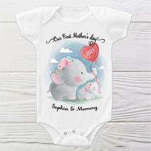 First Mothers day Onesie Cute Elephant baby personalized Onesie BAby bodysuit - £10.35 GBP