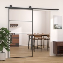 vidaXL Black Aluminum Sliding Glass Door 40x80 with Smooth Silent Operation - $388.99