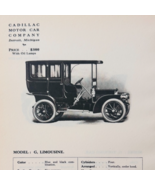 1908 Cadillac Model G Limousine Catalog Advertisement Automobilia F17M2 - $555.10 MXN