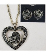 Joan Rivers Classics Collection Set Heart Black Arcylic Pendant/Chain/Ea... - €42,43 EUR
