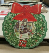 1960s 7up 7 Up Christmas Bottle Wreath Double Sided Sign Holiday Greetin... - $279.22