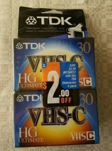 New Sealed 4-Pack TDK VHS-C 30 minute Cassette Tapes Camcorder HG Ultimate - £7.60 GBP