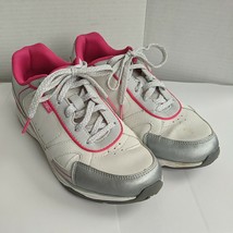 VIONIC Zen Tennis Athletic Shoes Size 7.5 Wide Women&#39;s Pink White Lace Up - £29.40 GBP
