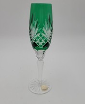 Vtg AJKA/CCI Carolyne Flute Green Esmerald Cut To Clear Crystal Hungare ... - $65.44