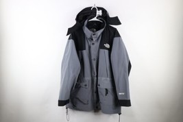 Vintage 90s The North Face Mens 2XL Spell Out Goretex Hooded Rain Jacket Gray - $98.95