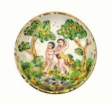 Vintage Capodimonte Decorative Plate Cherubs 3D Raised Relief Italy 5.25&quot; - £21.98 GBP