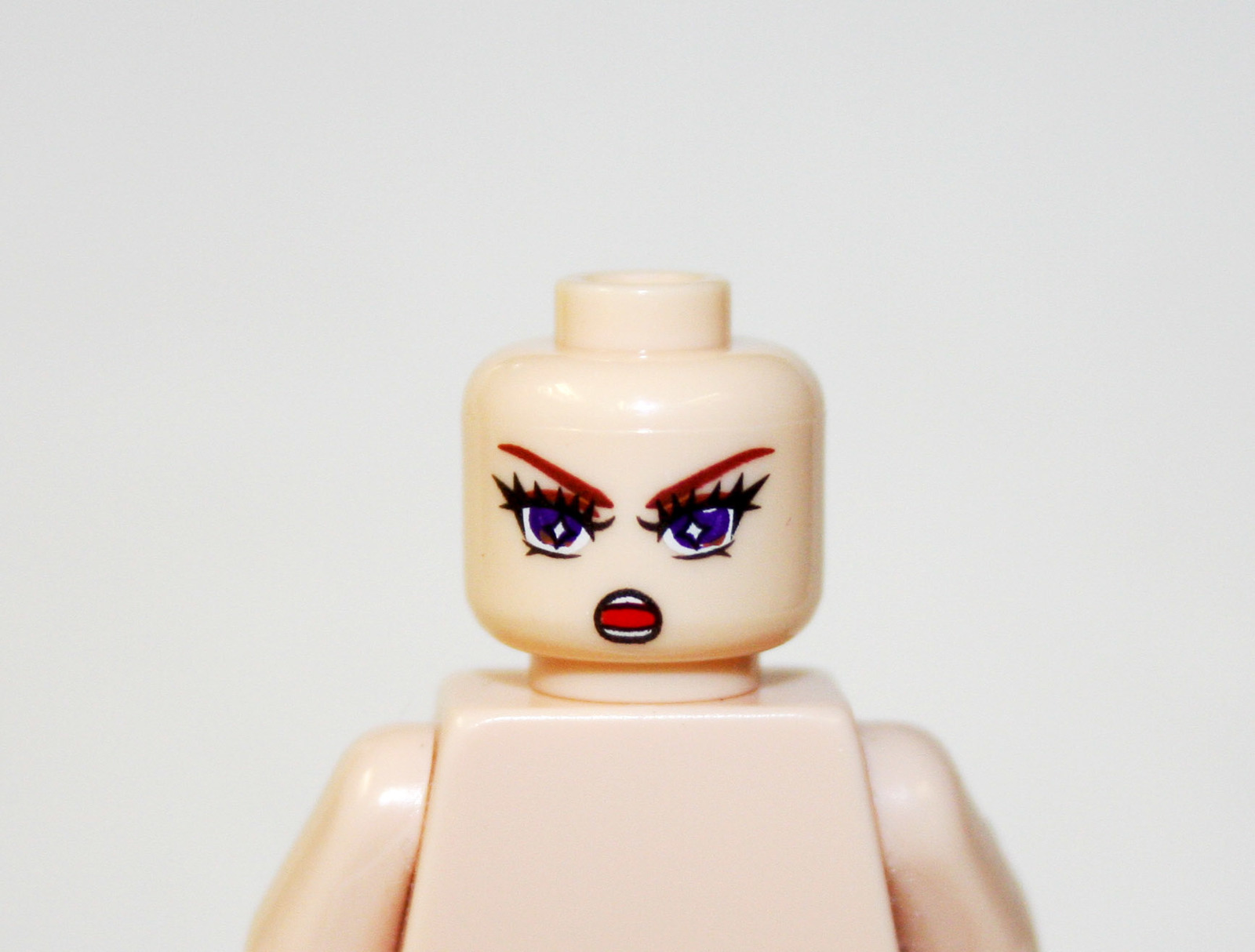 Single Sale Head Angry Purple Eyes female  Minifigure head DIY Block Toys - $2.00