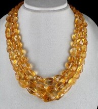 Natural Citrine Beads Faceted Tumble 1005 Ct Gemstone Silver Fashion Nec... - $650.75