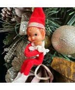 Vintage Felt Rubber Face Pixie Elf br Knee Hugger Girl 1950’s Ornament - $5,393.77 MXN