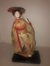 Vintage Japanese Geisha Doll Figurine On Wood Base-Tanabe Doll Co-Asakusa Tokyo - £23.88 GBP