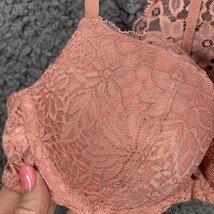 Auden Demi Coverage Push Up Bralette Bra Peach Coral Lace Padded Underwire 32B - £10.04 GBP