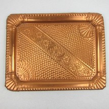 Vintage Copper Lined Tin Tray Pressed Daisy Flowers MCM Midcentury Modern RARE - $39.99