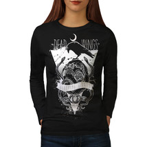 Wellcoda Dead Wings Crow Womens Long Sleeve T-shirt, Sleeping Casual Design - £19.34 GBP