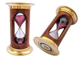 Decorative Brass Wooden Sand Timer Paper Weight 1 Minute Hourglass pocke... - £11.03 GBP