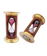 Decorative Brass Wooden Sand Timer Paper Weight 1 Minute Hourglass pocke... - £11.08 GBP