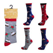 Ladies Cotton Rich Christmas Design Socks - 4 Designs Size 4 - 7 UK - £2.09 GBP