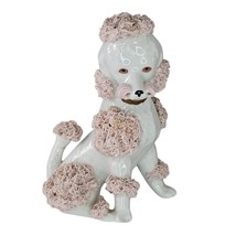 Vintage Porcelain French Spaghetti Pink Poodle Dog Figurine Sitting *AS IS* - $22.99