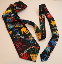 Men&#39;s Vintage 1999 Neck Tie Ralph Marlin Daddy&#39;s Drawings I Love My Dadd... - $19.77