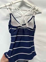 Merona Tankini Top Bathing Suit Navy Blur White Nautical S - £13.21 GBP