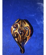 Artisan Hand blown glass pendant Necklace Vintage 3&quot; x 2&quot; Murano style - $24.61 CAD