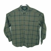 Dockers Premium Mens Button Front Shirt Multicolor Green Windowpane Cott... - £10.10 GBP