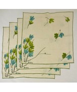 VERA NEUMANN Vintage LEAF Nature Print NAPKINS Lot of 4 Ivory Green Blue - £26.30 GBP