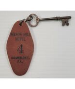 *B43) Manor Hill Hotel Somerset Pennsylvania Skeleton Room Key Leather F... - $98.99