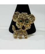 Vintage Gerry&#39;s Green Eyed Rhinestone Dog Pin/Brooch - £12.77 GBP