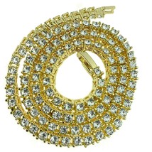 Hommes Argent Plaqué or Jaune 4.5mm Rond Imitation Diamant Tennis Collier 30 &quot; - £726.57 GBP