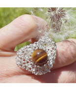 Fab 1970s Unisex Natural Tigers Eye Sterling Silver Ring with Presentati... - $5,726.52 MXN