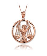 Libra Zodiac Gold Scales DC Pendant Necklace 10k &amp; 14k Yellow, White, Ro... - $498.02 CAD+