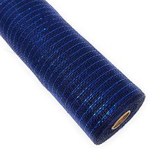 Christmas Holiday 21" Metallic Foil Deco Mesh Ribbon Roll Garland (Navy Blue) - $14.65