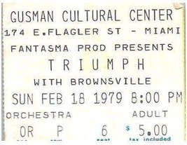 Triumph Concert Ticket Stub Février 18 1979 Miami Floride - £64.93 GBP
